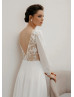 Lace Chiffon V Open Back Minimalist Wedding Dress